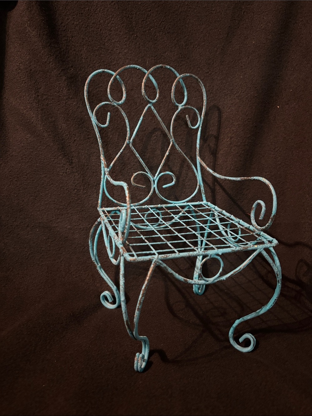blue wire chair plant stand 12 inch